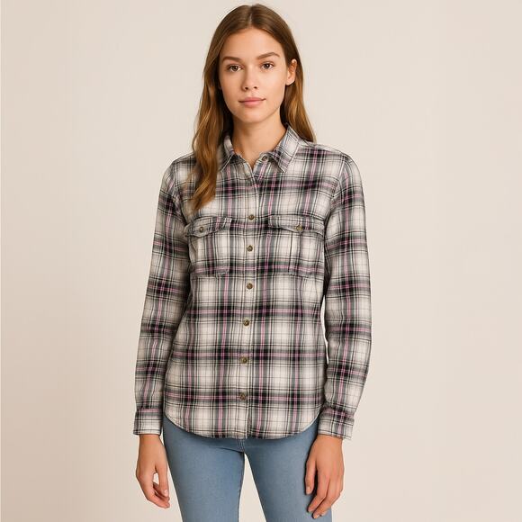 H&M L.O.G.G. Plaid Long Sleeve Cotton Shirt Sz 6 - Picture 1 of 10